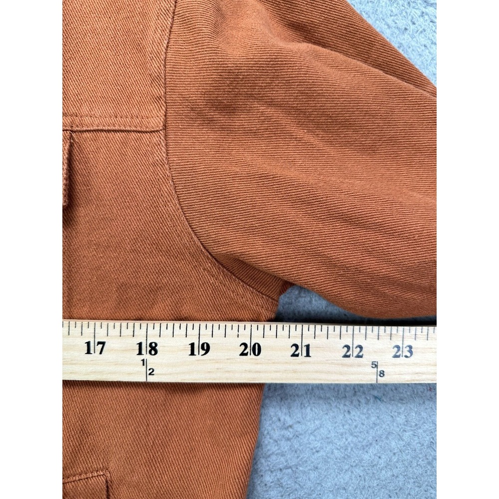 Paper Crane Jacket Womens‎ Medium Rust Brown Sherpa Collared Hooded Denim Coat - Picture 10 of 12